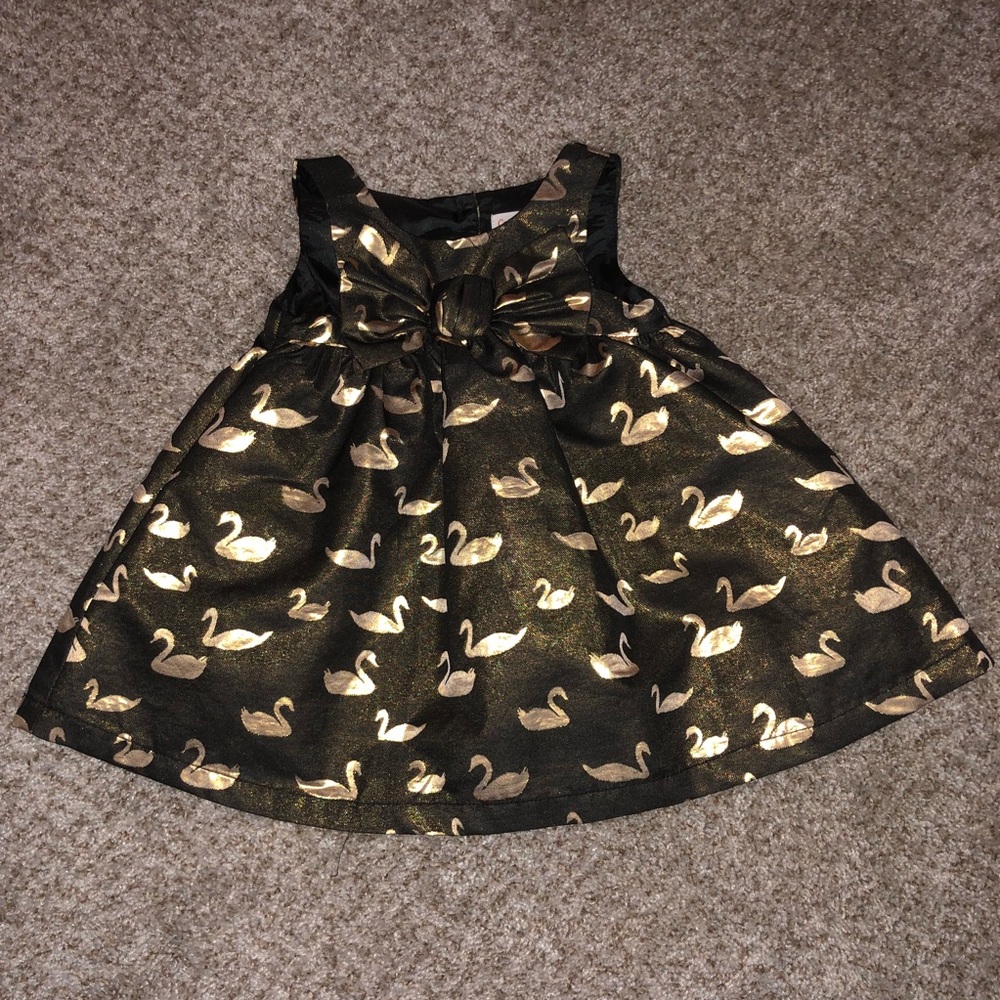 Cat and Jack 18-month Black and Gold Swan Dress